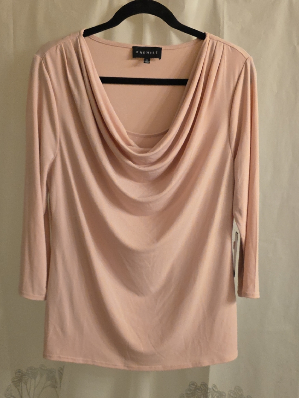 Premise Blush Pink Draped Cowl Neck Top